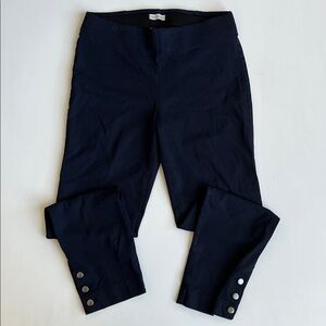 VAN HEUSEN Navy Blue Straight Leg Pull On Pants with Button Detail on Cuff